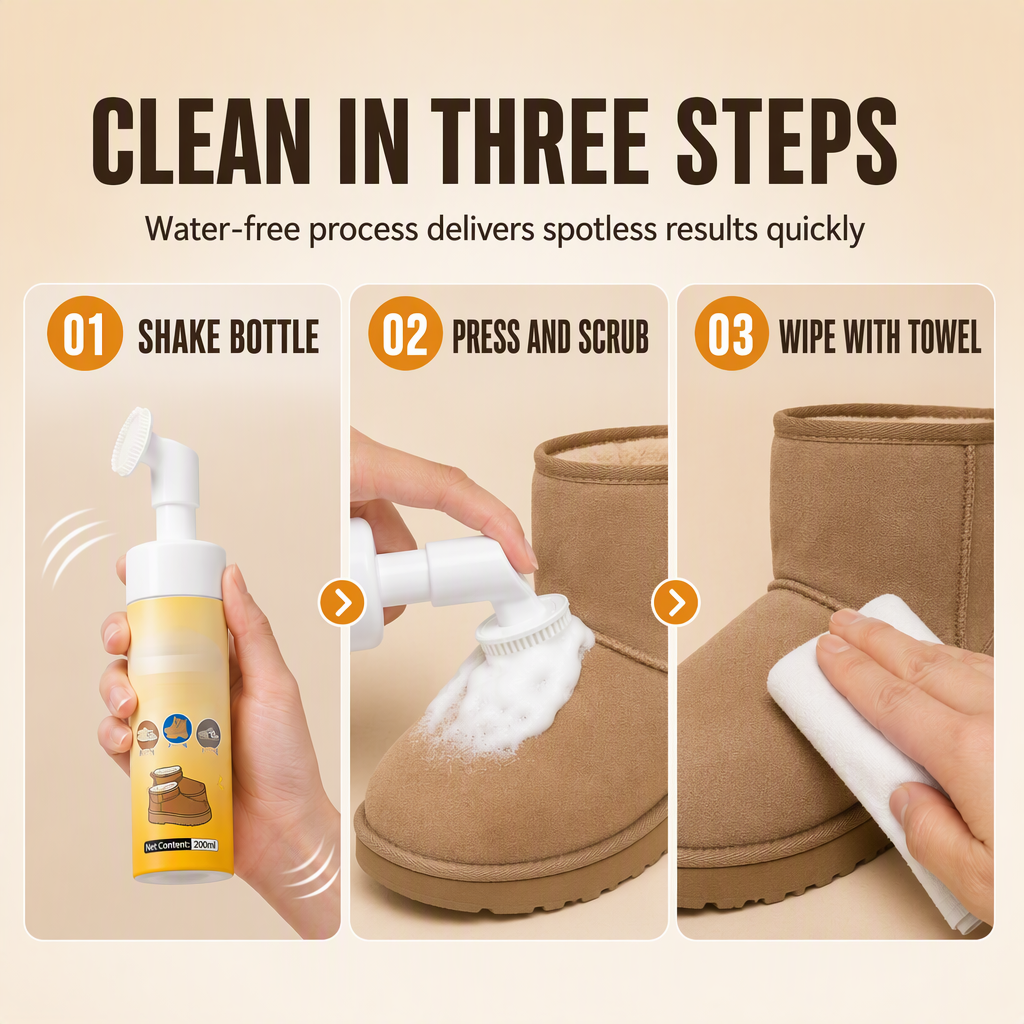 🥳2026 HOT SALE🥳💞50K+ SOLD! 👟🧼 50% OFF! Suede & Nubuck Dry Cleaner – waterless foam removes oil stains, built-in silicone brush protects fibers. Restore shoes & snow boots instantly! 🛡️✅