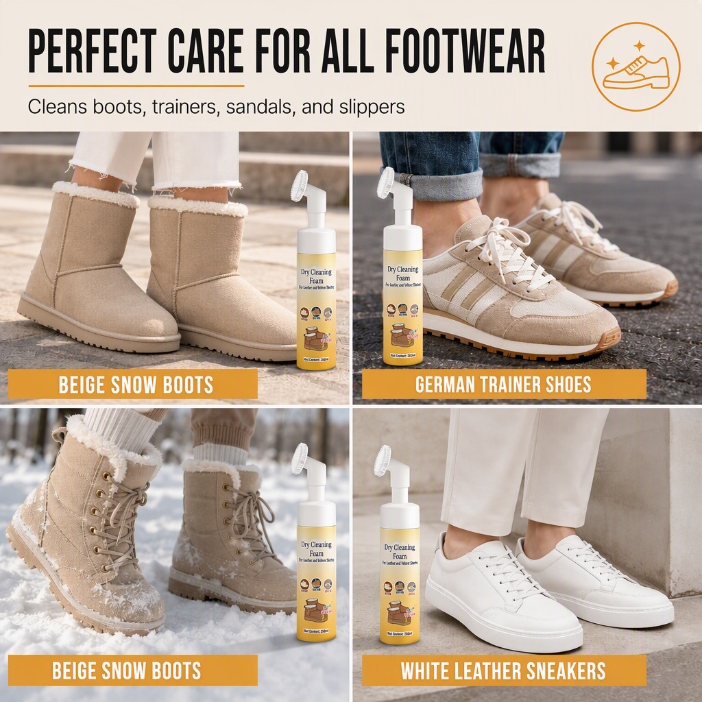 🥳2026 HOT SALE🥳💞50K+ SOLD! 👟🧼 50% OFF! Suede & Nubuck Dry Cleaner – waterless foam removes oil stains, built-in silicone brush protects fibers. Restore shoes & snow boots instantly! 🛡️✅