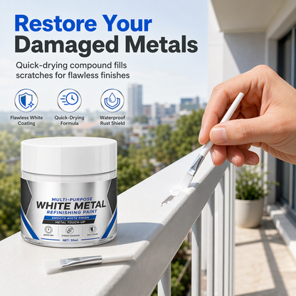 🥳2026 HOT SALE🥳💞50K+ SOLD! 🎨🔧 50% OFF! Multi-Purpose White Metal Touch-Up Paint – fine brush for tight corners, thick cream fills deep grooves. Fast-drying & weather-resistant. Restore appliances & metal surfaces! 🛡️✅