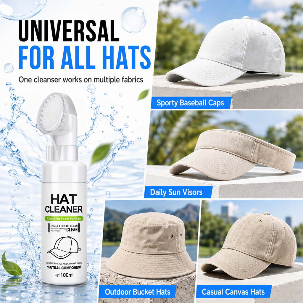 🥳2026 HOT SALE🥳💞50K+ SOLD! 🧢✨ 50% OFF! Rinse-Free Hat Foam Cleaner – dissolves sweat stains & makeup buildup, keeps shape. Works on caps, visors & bucket hats! 🛡️✅