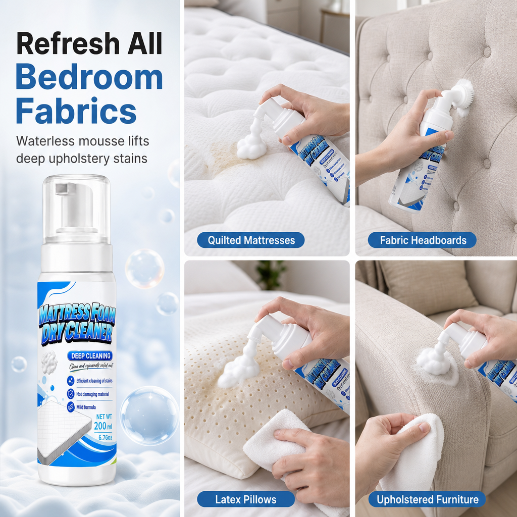 🥳2026 HOT SALE🥳💞50K+ SOLD! 🛏️🧼 50% OFF! No-Rinse Mattress Foam Cleaner – waterless dry foam lifts stains & odours from mattress, sofa & car seats. pH-neutral, quick-dry, no damp spots! 🛡️✅