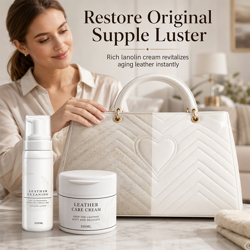 🥳2026 HOT SALE🥳💞50K+ SOLD! 👜✨ 50% OFF! Luxury Leather Cleaner & Nourishing Care Cream Set – coconut oil foam lifts dirt gently, restores supple luster. For bags, sofas & car interiors! 🛡️💚