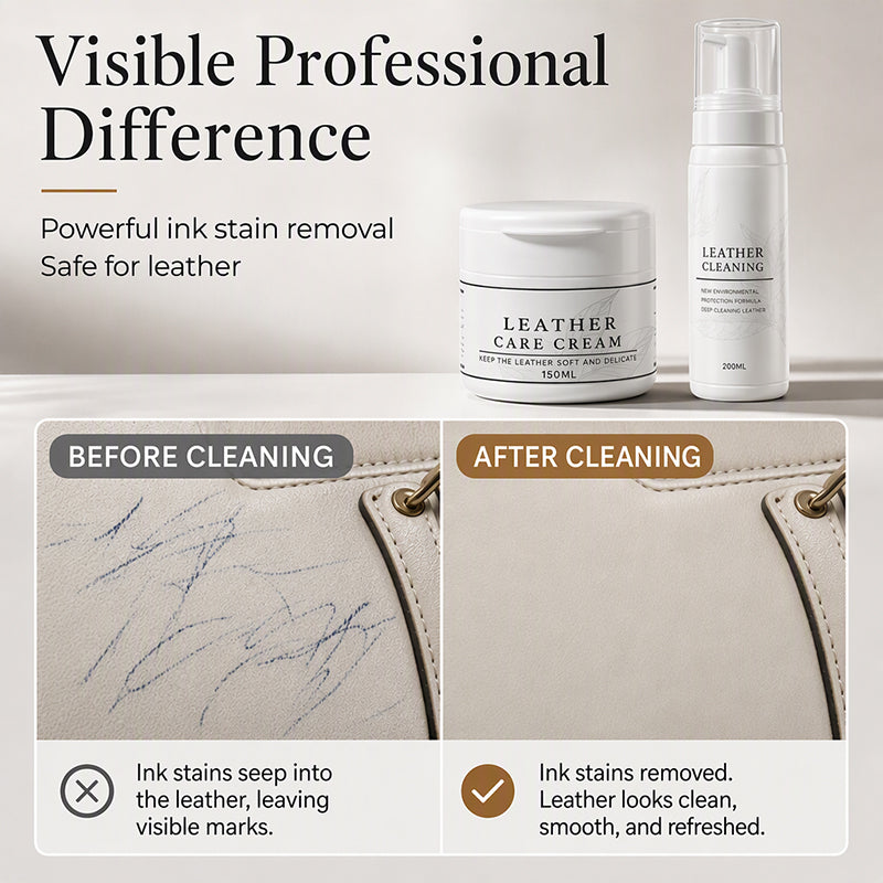 🥳2026 HOT SALE🥳💞50K+ SOLD! 👜✨ 50% OFF! Luxury Leather Cleaner & Nourishing Care Cream Set – coconut oil foam lifts dirt gently, restores supple luster. For bags, sofas & car interiors! 🛡️💚