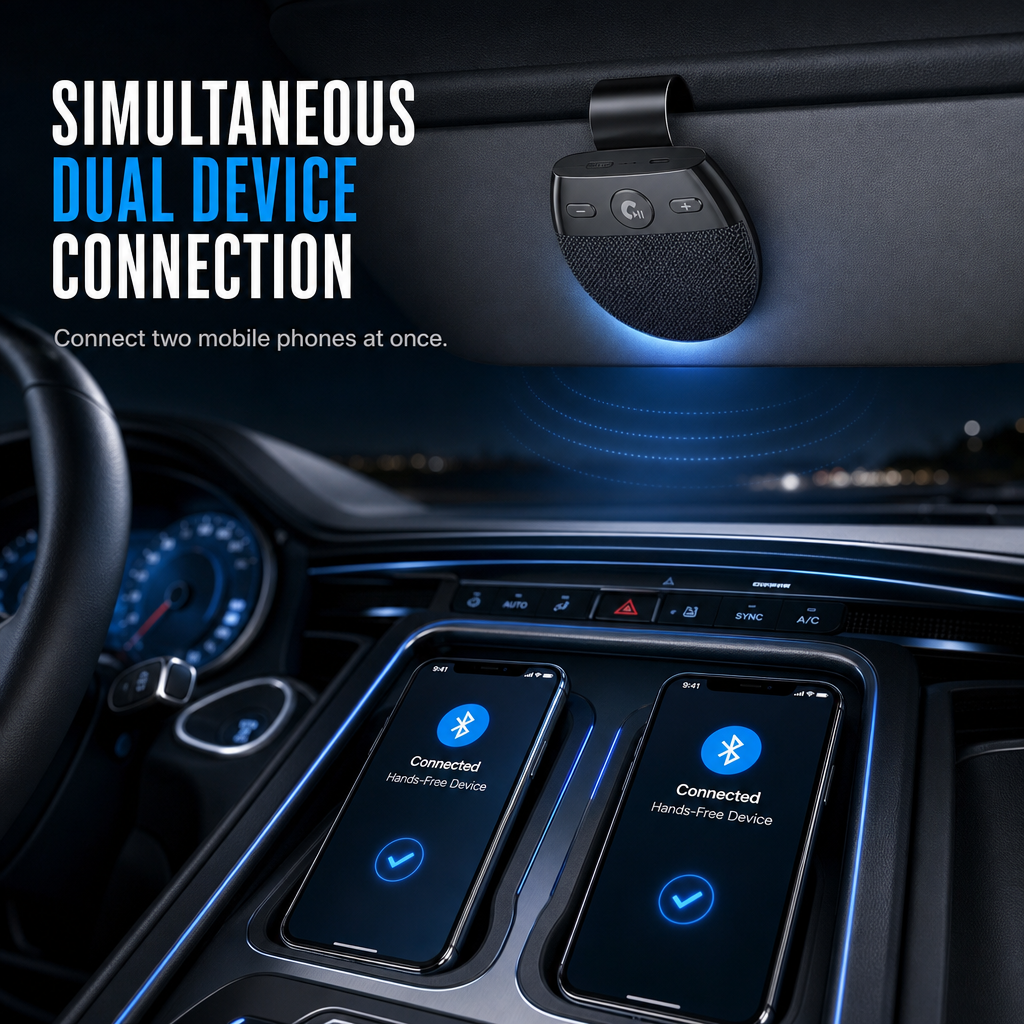🥳2026 HOT SALE🥳💞50K+ SOLD! 🚗📞 50% OFF! SP11 Car Sun Visor Bluetooth Speakerphone – vibration auto power-on, dual device connection, A2DP, caller ID. Hands-free calls & safer driving! 🛡️✅