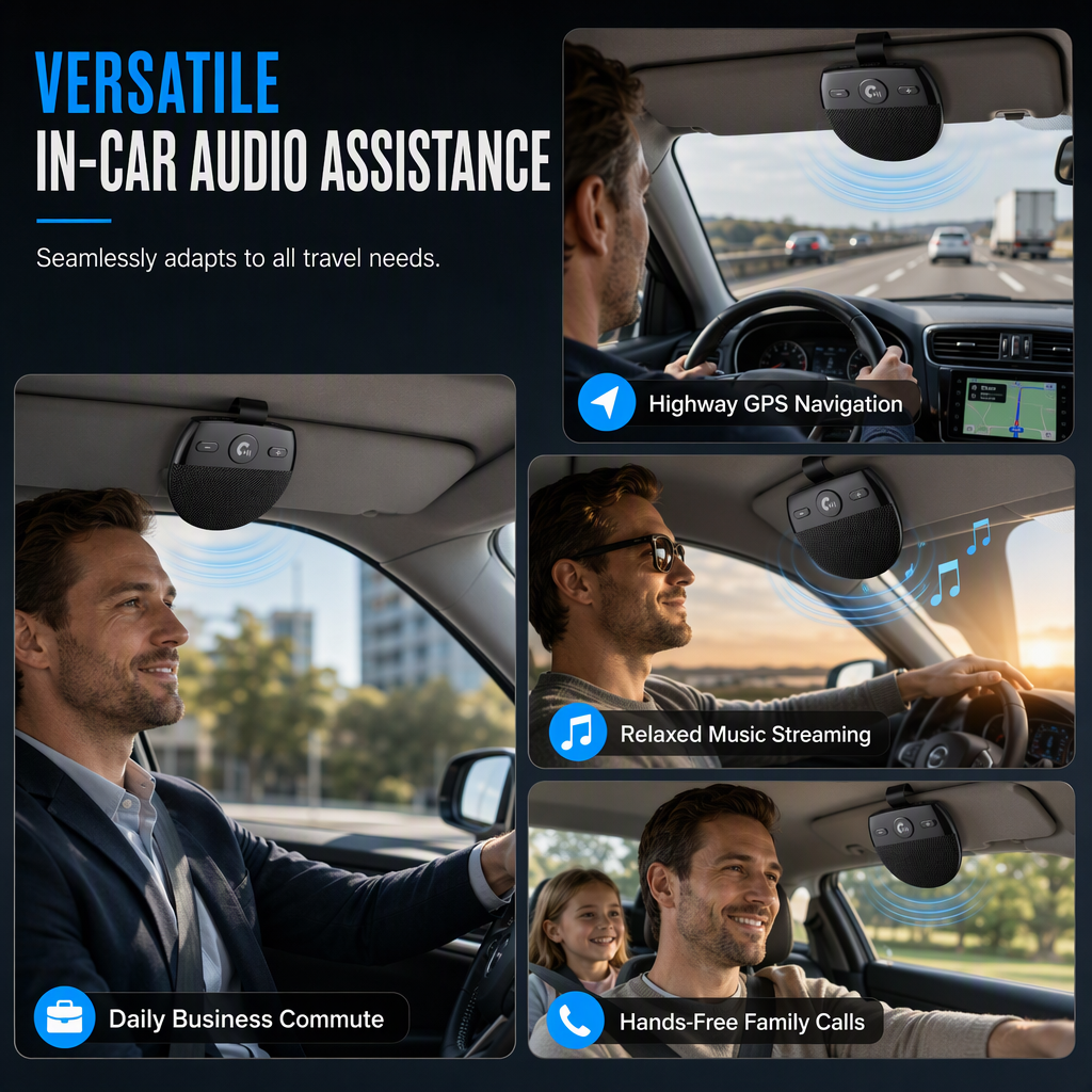🥳2026 HOT SALE🥳💞50K+ SOLD! 🚗📞 50% OFF! SP11 Car Sun Visor Bluetooth Speakerphone – vibration auto power-on, dual device connection, A2DP, caller ID. Hands-free calls & safer driving! 🛡️✅