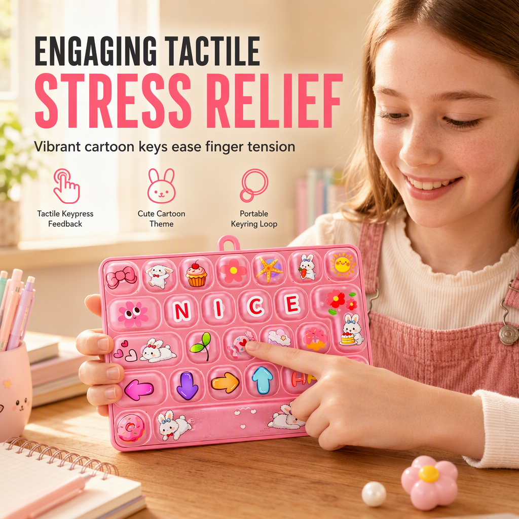 🥳2026 HOT SALE🥳💞50K+ SOLD! ⌨️🐾 50% OFF! Cute Animal 26-Key Mechanical Keyboard Fidget Keychain – tactile stress relief, spring-back keys, portable & durable. Fun for kids & adults! 🛡️💪