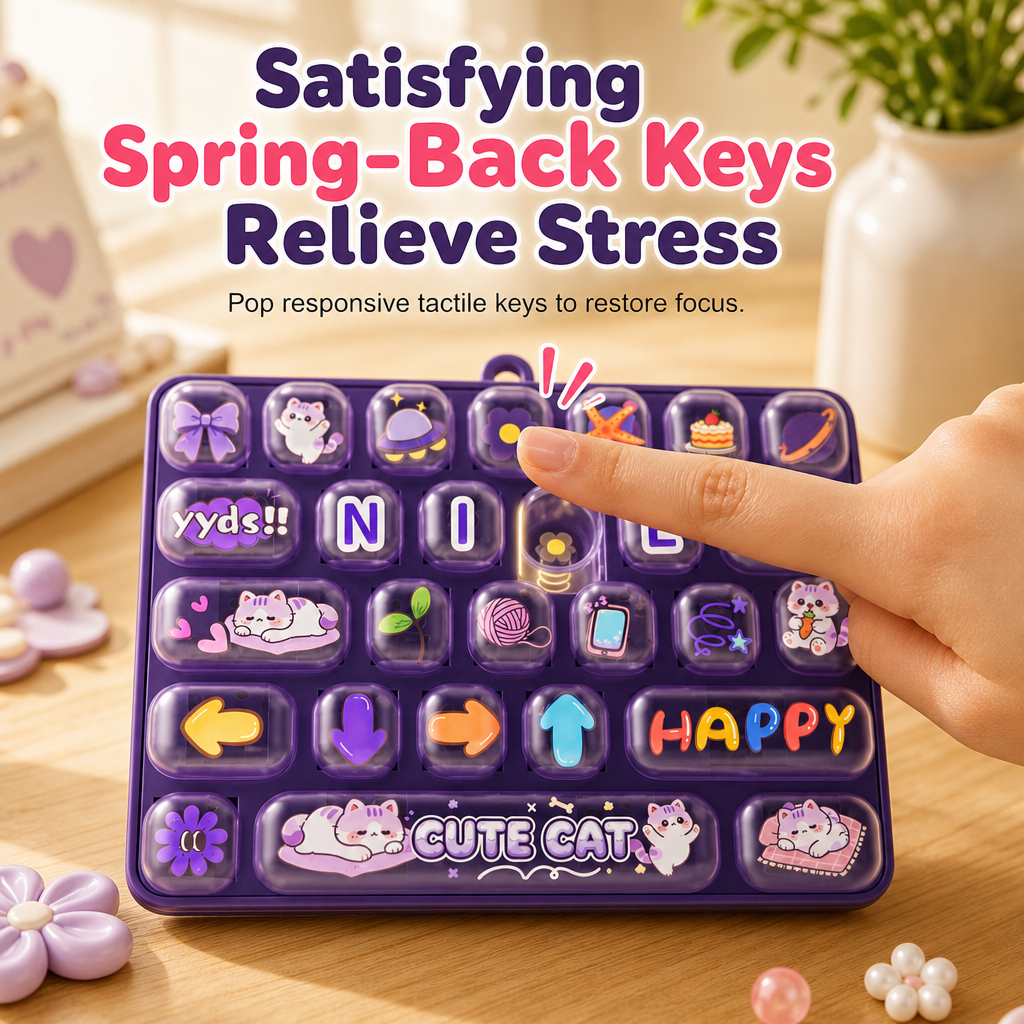 🥳2026 HOT SALE🥳💞50K+ SOLD! ⌨️🐾 50% OFF! Cute Animal 26-Key Mechanical Keyboard Fidget Keychain – tactile stress relief, spring-back keys, portable & durable. Fun for kids & adults! 🛡️💪