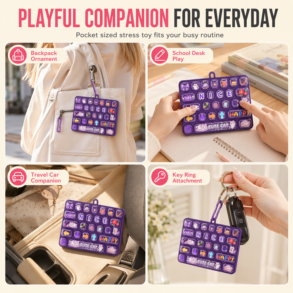 🥳2026 HOT SALE🥳💞50K+ SOLD! ⌨️🐾 50% OFF! Cute Animal 26-Key Mechanical Keyboard Fidget Keychain – tactile stress relief, spring-back keys, portable & durable. Fun for kids & adults! 🛡️💪