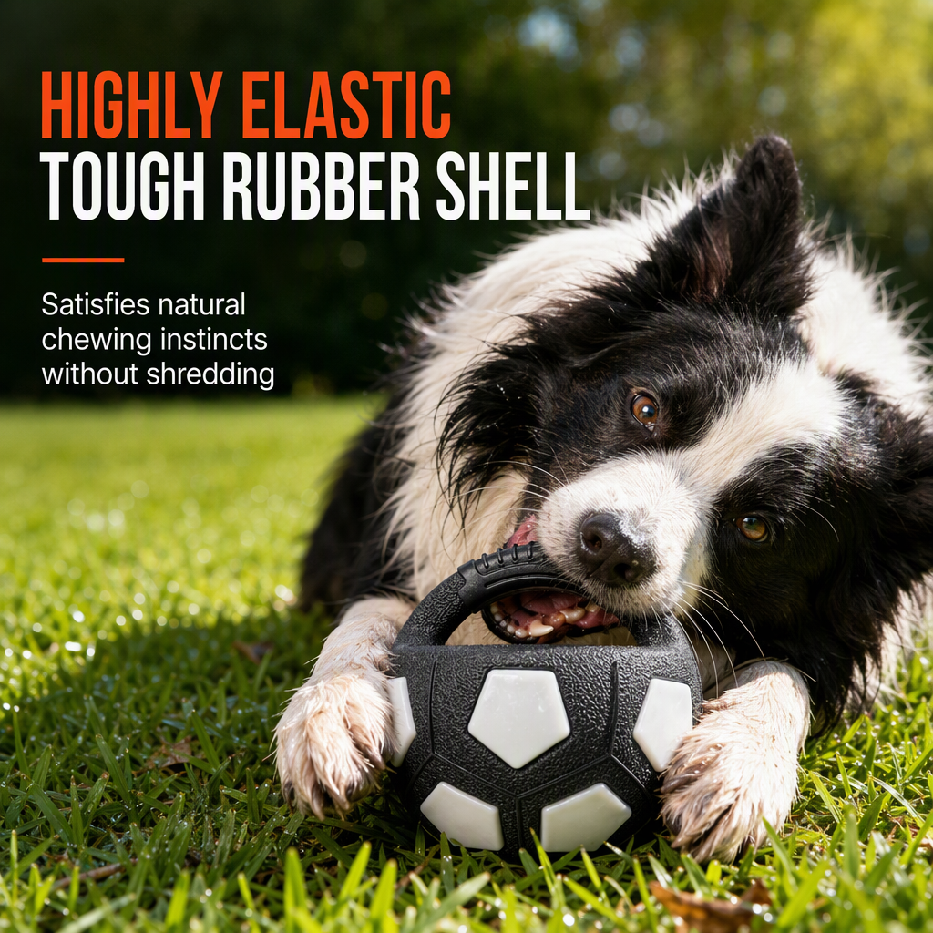 🥳2026 HOT SALE🥳💞50K+ SOLD! 🐶⚽ 50% OFF! Interactive Dog Soccer Ball with Grab Tabs – tough rubber, dual-layer design, reinforced handle for tug & fetch. Durable & safe! 🛡️💪
