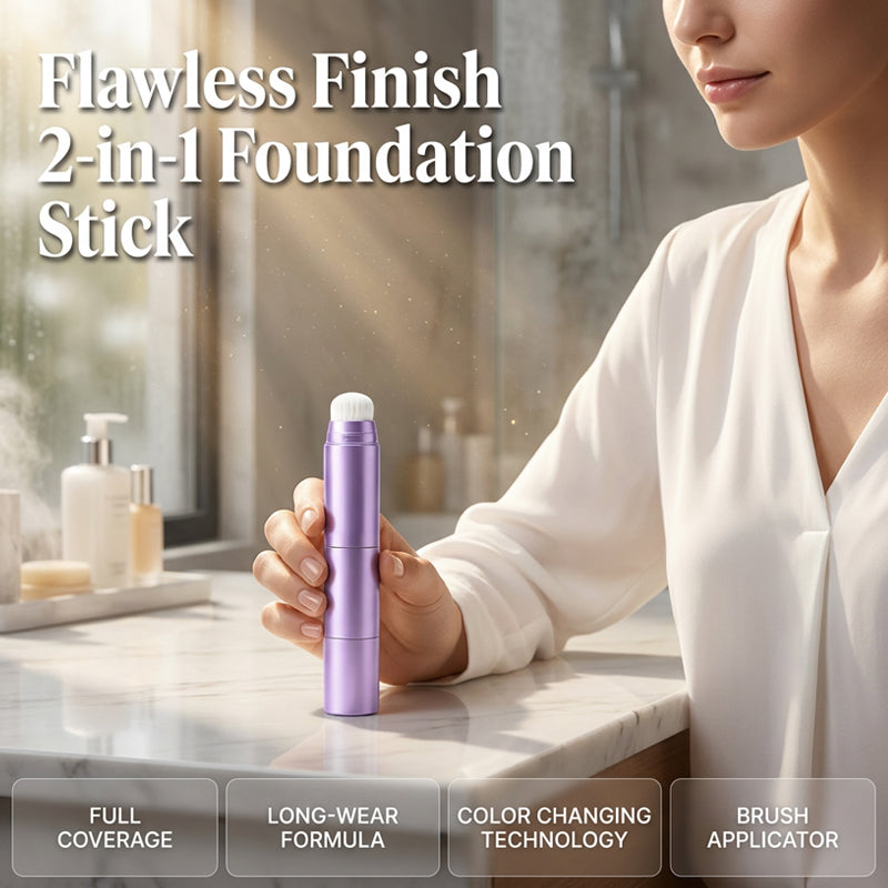 🥳2026 HOT SALE🥳💞50K+ SOLD! 💄✨ 50% OFF! 2-in-1 Color Changing Foundation Stick – built-in brush, full coverage, long-lasting & portable. Flawless skin anywhere! 🛡️✅