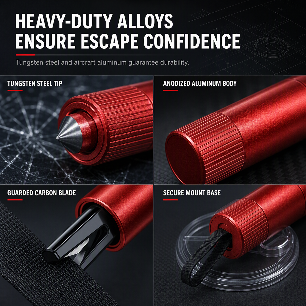 🥳2026 HOT SALE🥳💞50K+ SOLD! 🚗🆘 50% OFF! Mini Portable Car Safety Hammer – tungsten tip shatters windows & cutter slices seatbelts. Compact, adhesive mount, keep it within reach! 🛡️✅