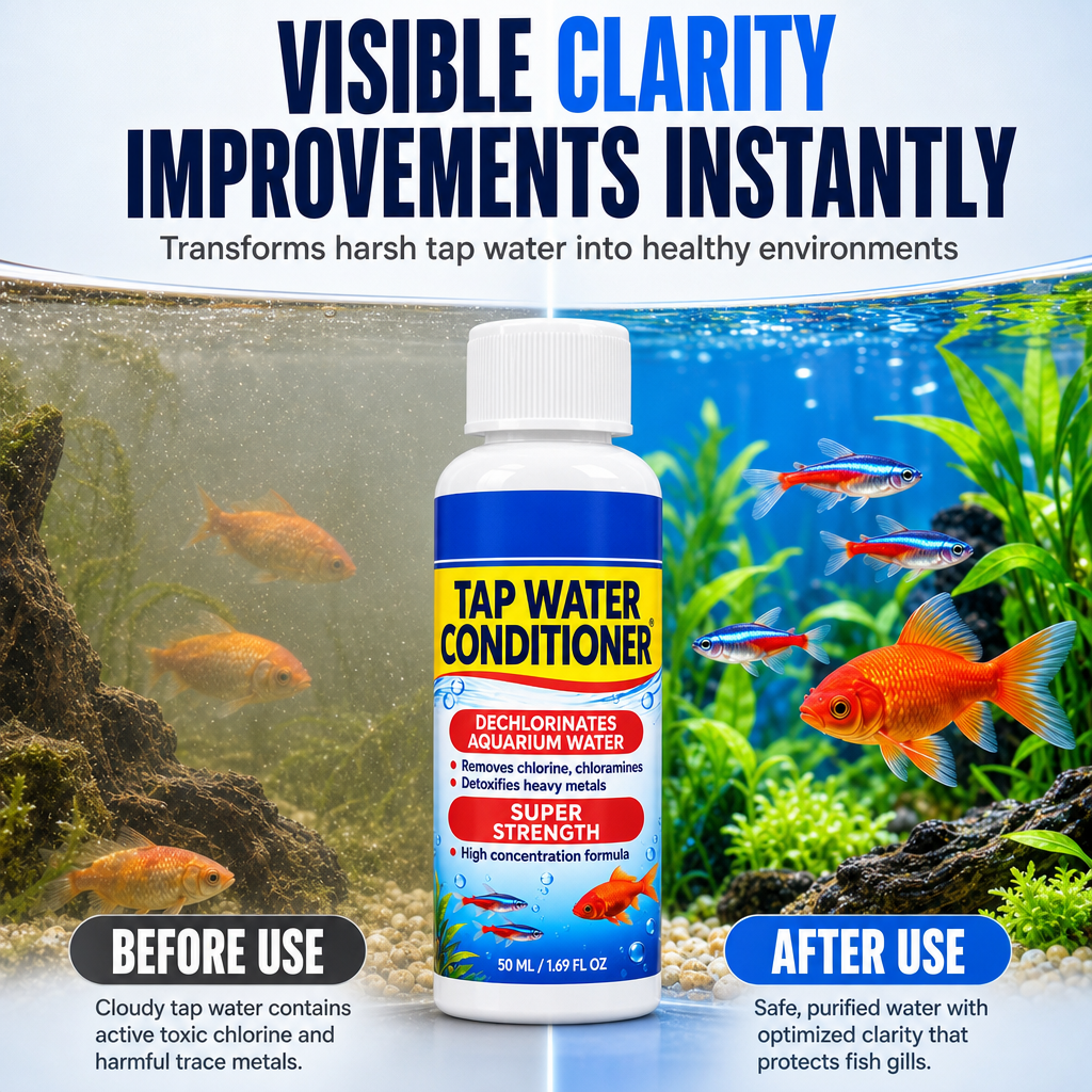 🥳2026 HOT SALE🥳💞50K+ SOLD! 🐠💧 50% OFF! Aquarium Water Clarifier – instantly neutralises chlorine & toxins, conditions tap water, keeps fish happy. 50ml easy 3-step care! 🛡️✅