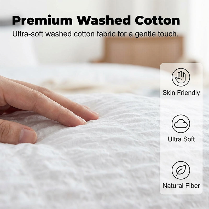 🥳2026 HOT SALE🥳💞50K+ SOLD! 🛏️✨ 50% OFF! 4-Piece Seersucker Bedding Set – 3D textured, breathable & pre-washed soft. Envelope pillowcases, all-season comfort! 🛡️💚