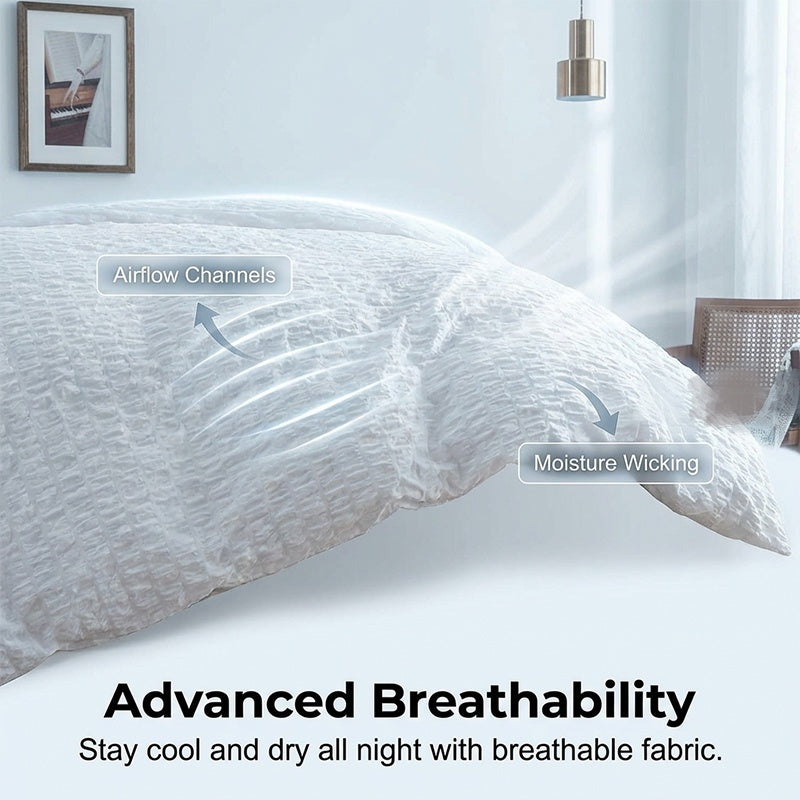 🥳2026 HOT SALE🥳💞50K+ SOLD! 🛏️✨ 50% OFF! 4-Piece Seersucker Bedding Set – 3D textured, breathable & pre-washed soft. Envelope pillowcases, all-season comfort! 🛡️💚