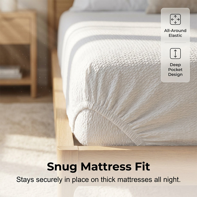 🥳2026 HOT SALE🥳💞50K+ SOLD! 🛏️✨ 50% OFF! 4-Piece Seersucker Bedding Set – 3D textured, breathable & pre-washed soft. Envelope pillowcases, all-season comfort! 🛡️💚