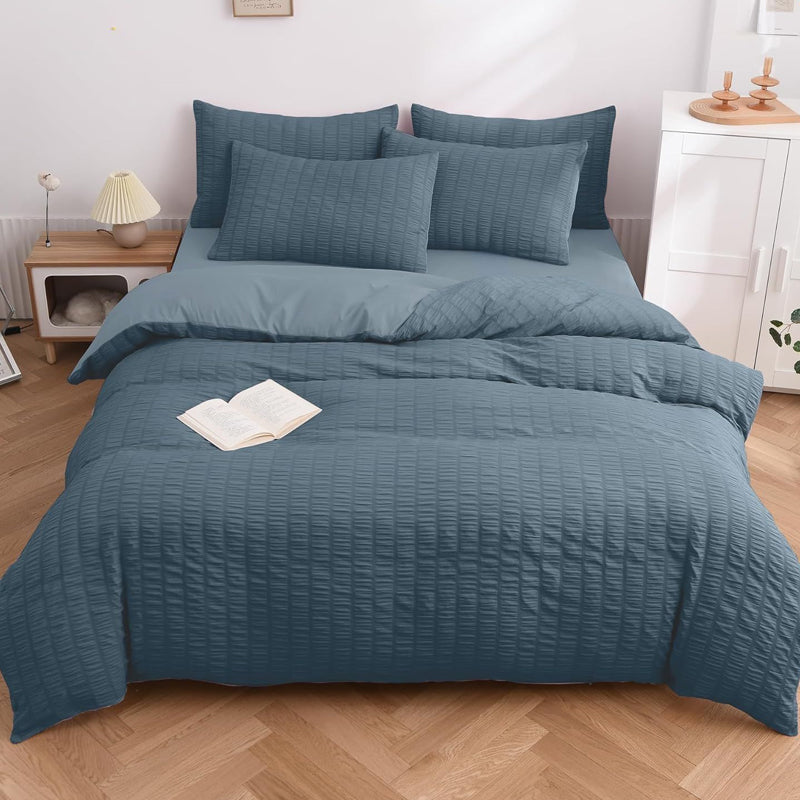 🥳2026 HOT SALE🥳💞50K+ SOLD! 🛏️✨ 50% OFF! 4-Piece Seersucker Bedding Set – 3D textured, breathable & pre-washed soft. Envelope pillowcases, all-season comfort! 🛡️💚