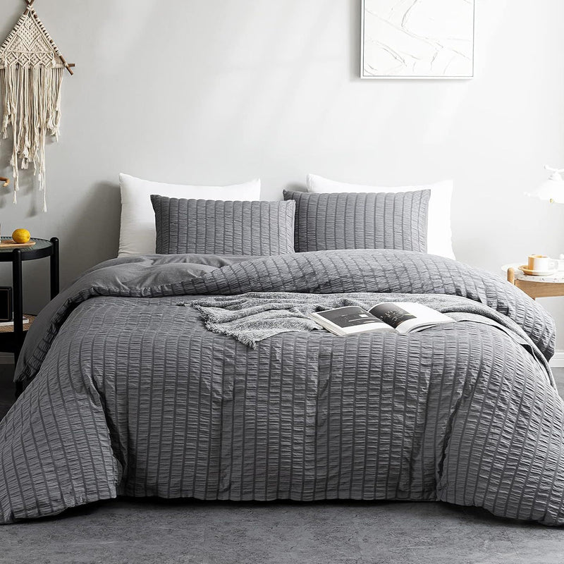 🥳2026 HOT SALE🥳💞50K+ SOLD! 🛏️✨ 50% OFF! 4-Piece Seersucker Bedding Set – 3D textured, breathable & pre-washed soft. Envelope pillowcases, all-season comfort! 🛡️💚