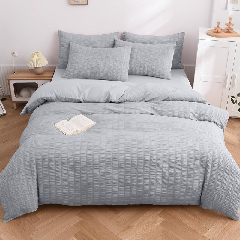 🥳2026 HOT SALE🥳💞50K+ SOLD! 🛏️✨ 50% OFF! 4-Piece Seersucker Bedding Set – 3D textured, breathable & pre-washed soft. Envelope pillowcases, all-season comfort! 🛡️💚