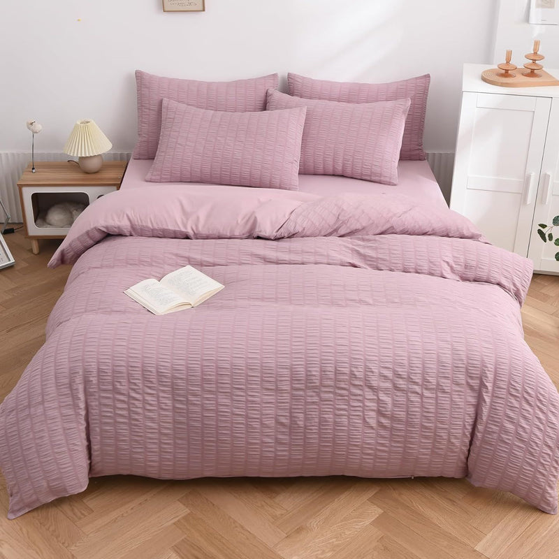 🥳2026 HOT SALE🥳💞50K+ SOLD! 🛏️✨ 50% OFF! 4-Piece Seersucker Bedding Set – 3D textured, breathable & pre-washed soft. Envelope pillowcases, all-season comfort! 🛡️💚