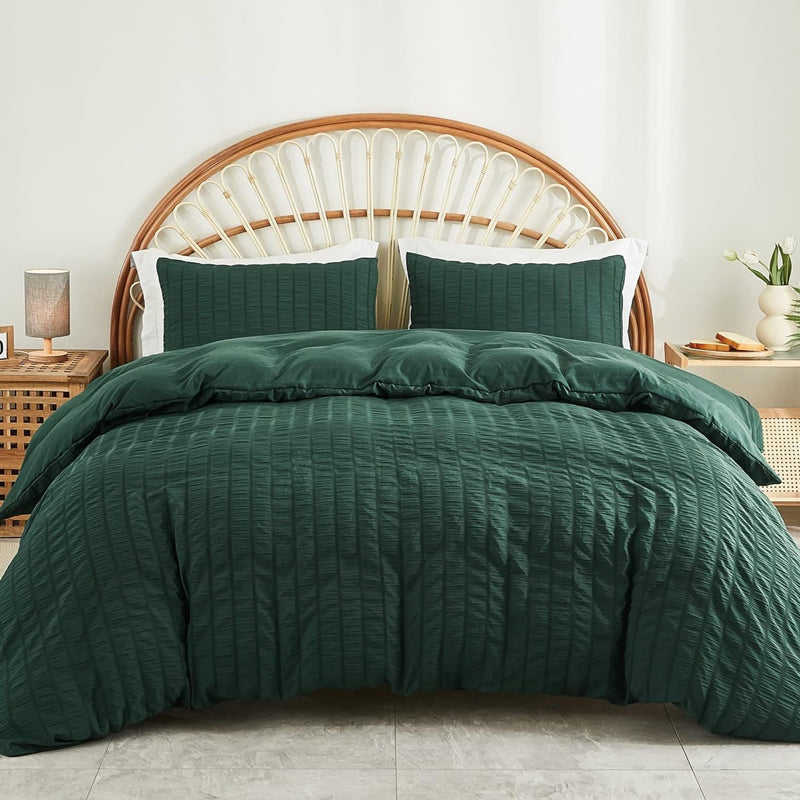 🥳2026 HOT SALE🥳💞50K+ SOLD! 🛏️✨ 50% OFF! 4-Piece Seersucker Bedding Set – 3D textured, breathable & pre-washed soft. Envelope pillowcases, all-season comfort! 🛡️💚