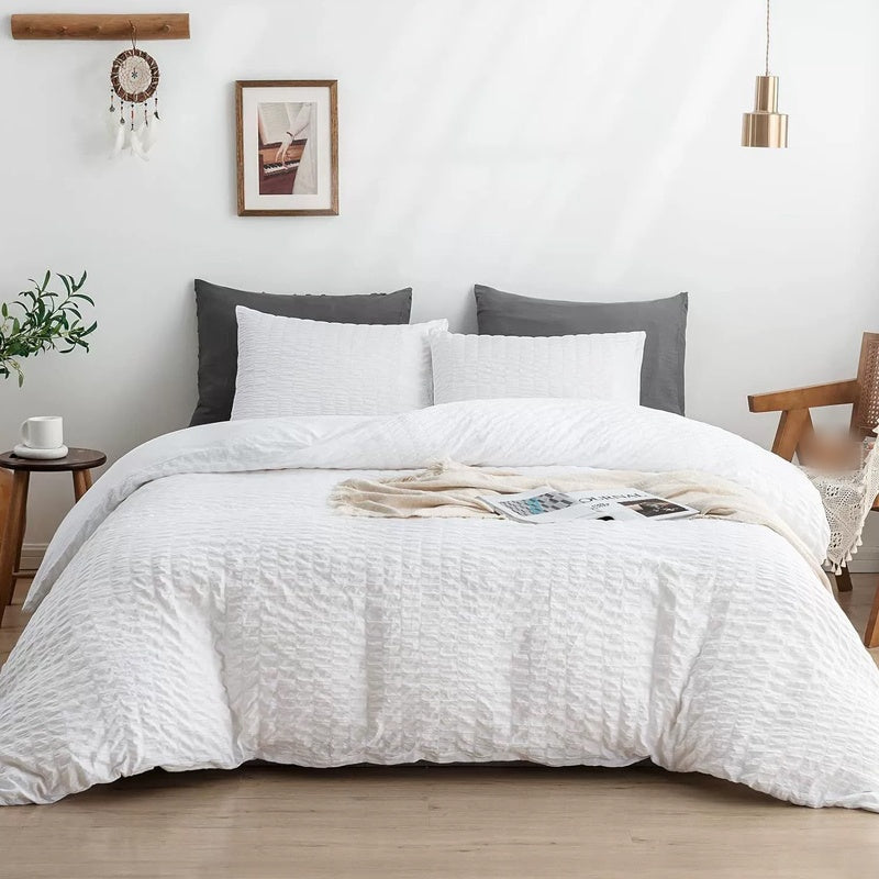 🥳2026 HOT SALE🥳💞50K+ SOLD! 🛏️✨ 50% OFF! 4-Piece Seersucker Bedding Set – 3D textured, breathable & pre-washed soft. Envelope pillowcases, all-season comfort! 🛡️💚
