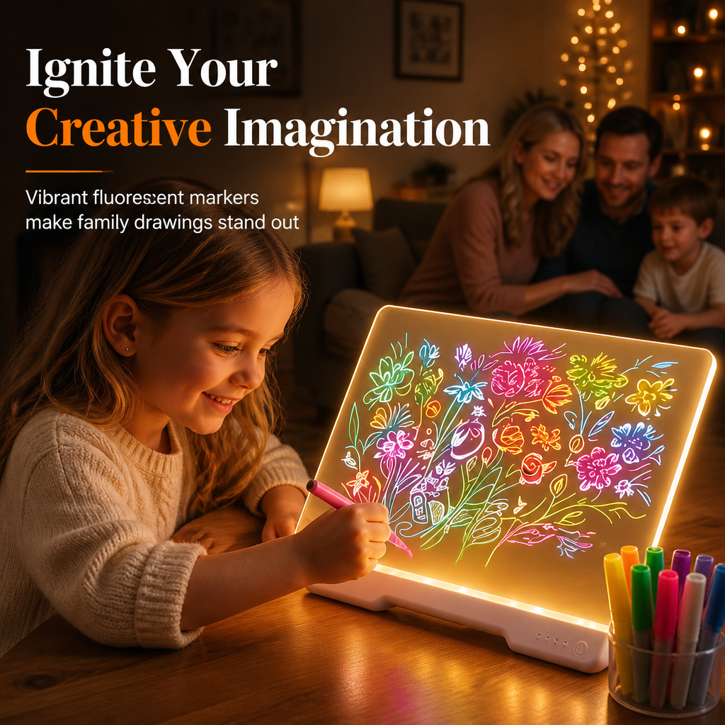 🥳2026 HOT SALE🥳💞50K+ SOLD! 🎨✨ 50% OFF! Rechargeable LED Acrylic Message Board – 7 fluorescent pens, glowing doodle pad, wipe clean & reusable. Perfect for kids DIY & creative fun! 🛡️💚