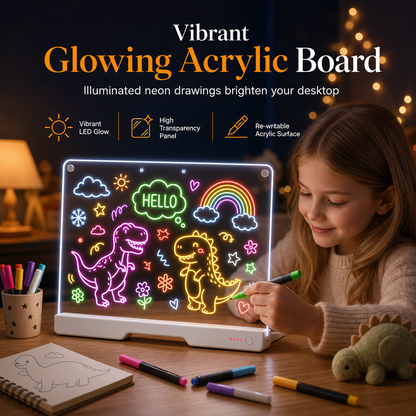 🥳2026 HOT SALE🥳💞50K+ SOLD! 🎨✨ 50% OFF! Rechargeable LED Acrylic Message Board – 7 fluorescent pens, glowing doodle pad, wipe clean & reusable. Perfect for kids DIY & creative fun! 🛡️💚