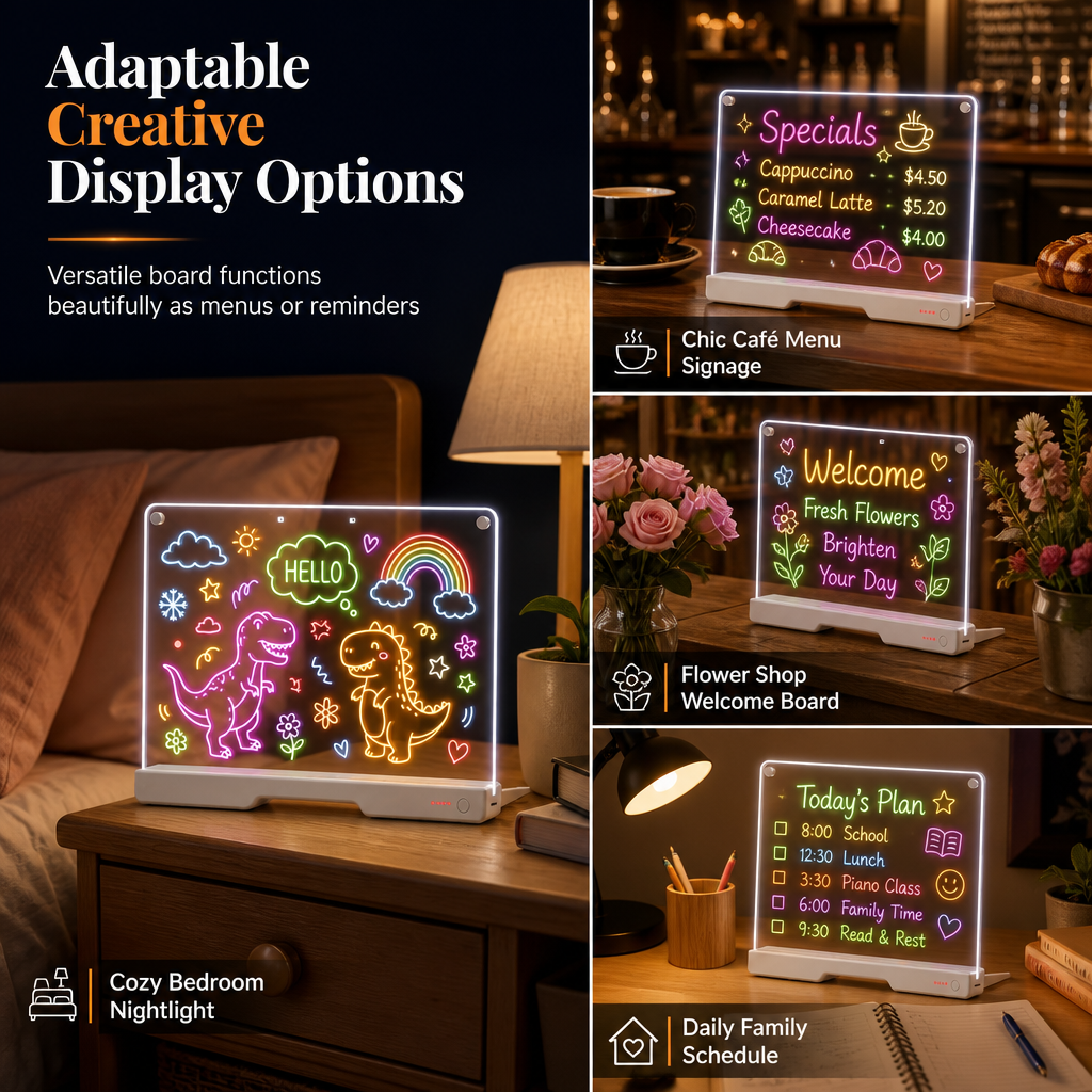 🥳2026 HOT SALE🥳💞50K+ SOLD! 🎨✨ 50% OFF! Rechargeable LED Acrylic Message Board – 7 fluorescent pens, glowing doodle pad, wipe clean & reusable. Perfect for kids DIY & creative fun! 🛡️💚