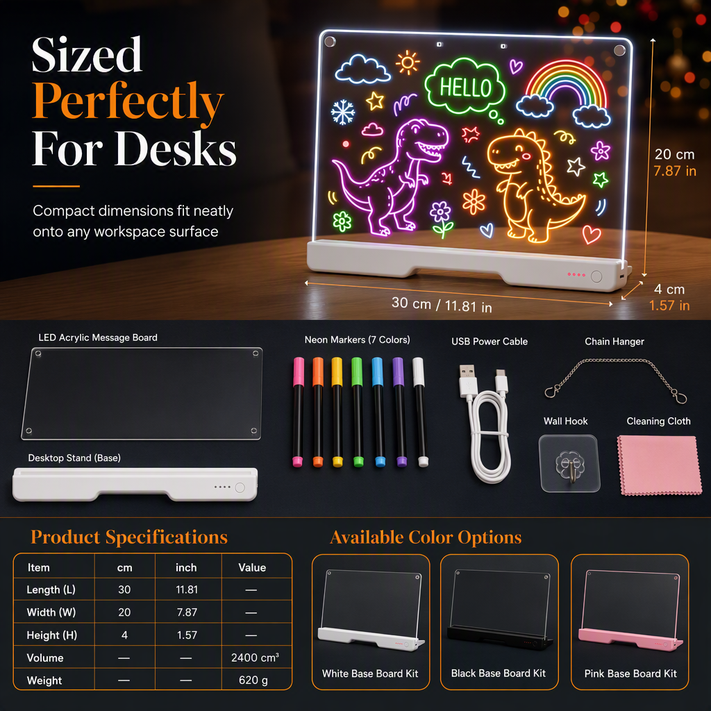 🥳2026 HOT SALE🥳💞50K+ SOLD! 🎨✨ 50% OFF! Rechargeable LED Acrylic Message Board – 7 fluorescent pens, glowing doodle pad, wipe clean & reusable. Perfect for kids DIY & creative fun! 🛡️💚