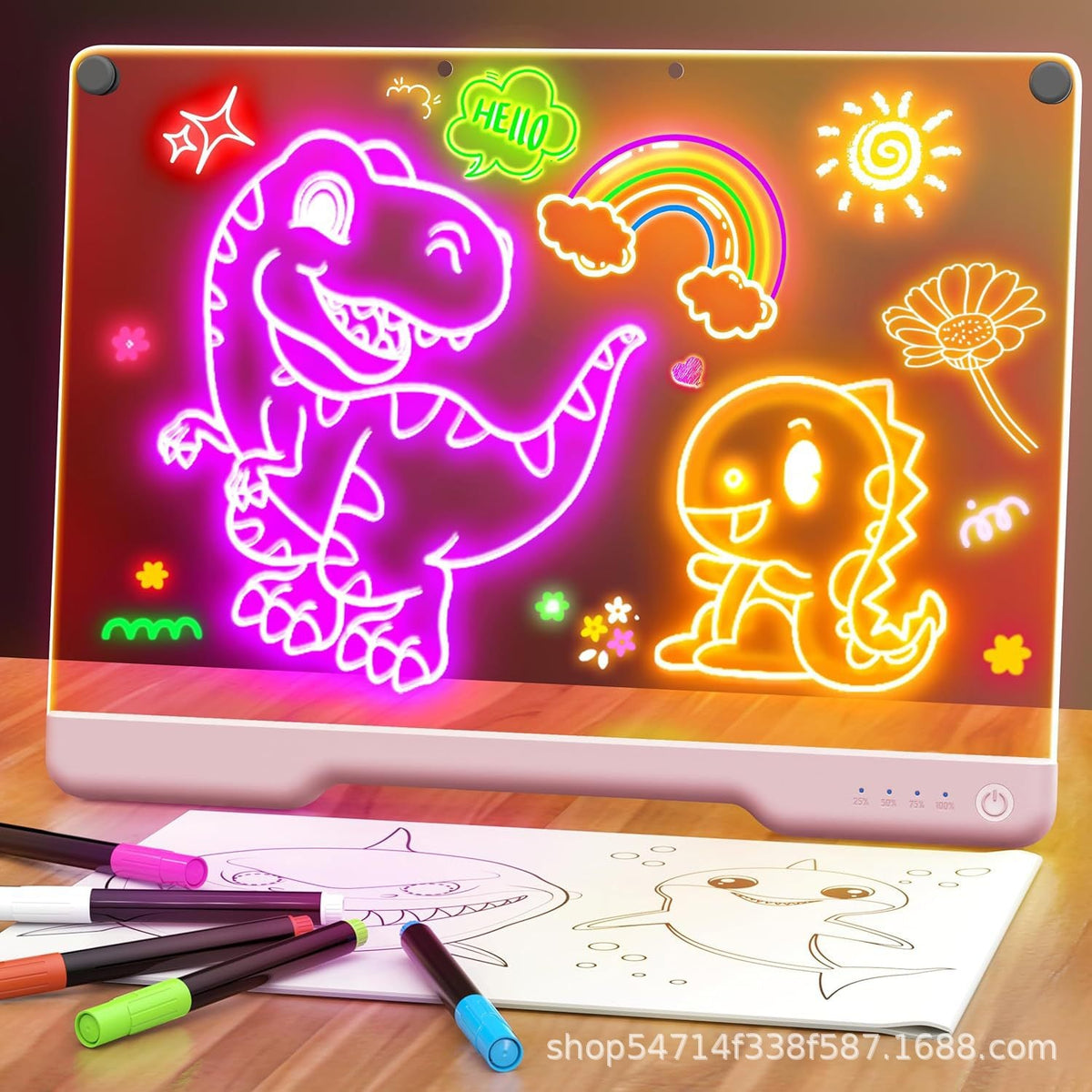 🥳2026 HOT SALE🥳💞50K+ SOLD! 🎨✨ 50% OFF! Rechargeable LED Acrylic Message Board – 7 fluorescent pens, glowing doodle pad, wipe clean & reusable. Perfect for kids DIY & creative fun! 🛡️💚