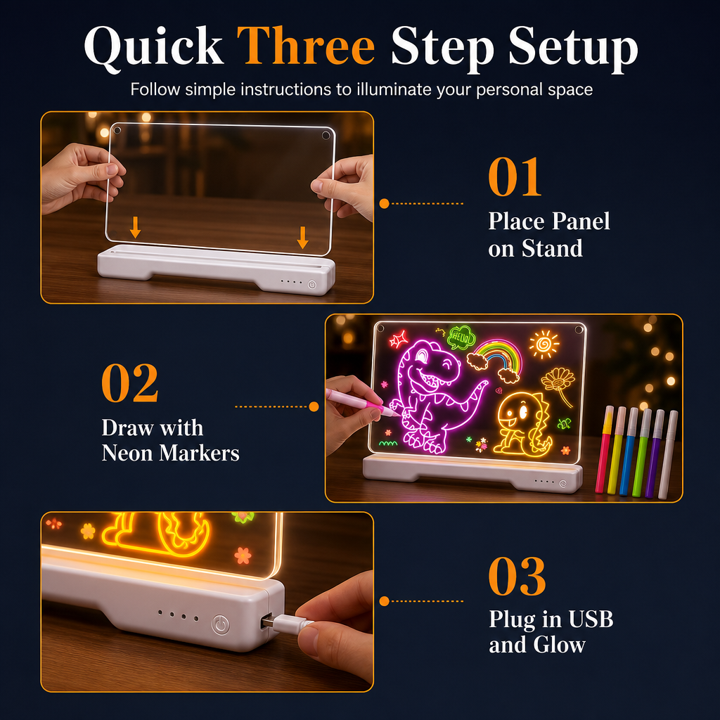 🥳2026 HOT SALE🥳💞50K+ SOLD! 🎨✨ 50% OFF! Rechargeable LED Acrylic Message Board – 7 fluorescent pens, glowing doodle pad, wipe clean & reusable. Perfect for kids DIY & creative fun! 🛡️💚