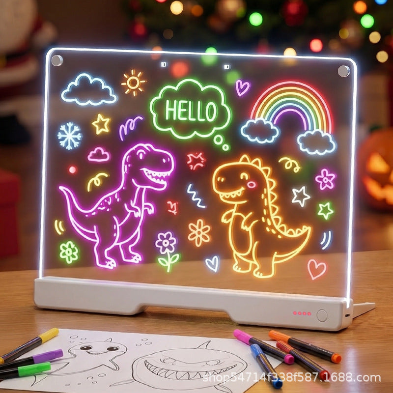 🥳2026 HOT SALE🥳💞50K+ SOLD! 🎨✨ 50% OFF! Rechargeable LED Acrylic Message Board – 7 fluorescent pens, glowing doodle pad, wipe clean & reusable. Perfect for kids DIY & creative fun! 🛡️💚