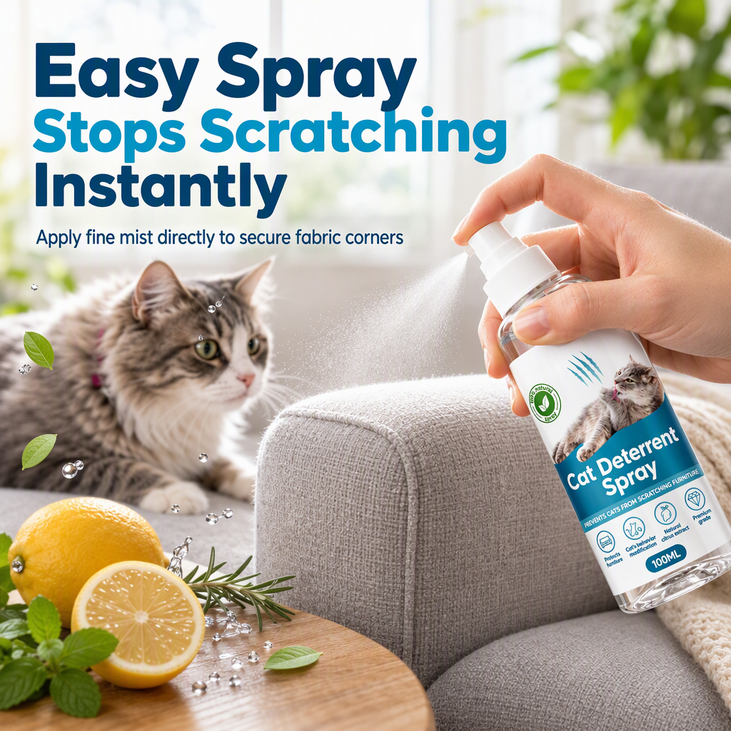 🥳2026 HOT SALE🥳💞50K+ SOLD! 🐱🛋️ 50% OFF! Cat Scratch Deterrent Spray – natural citrus stops clawing instantly, protects sofas & wood. Save your furniture! 🛡️✅