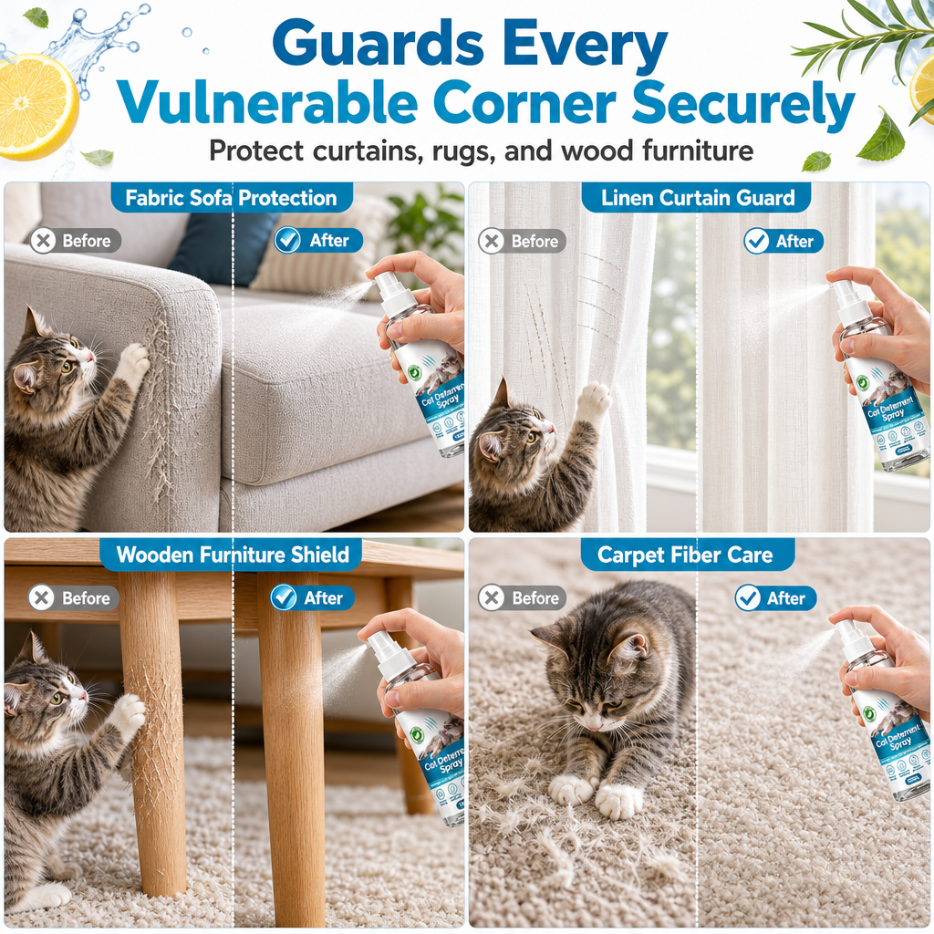 🥳2026 HOT SALE🥳💞50K+ SOLD! 🐱🛋️ 50% OFF! Cat Scratch Deterrent Spray – natural citrus stops clawing instantly, protects sofas & wood. Save your furniture! 🛡️✅