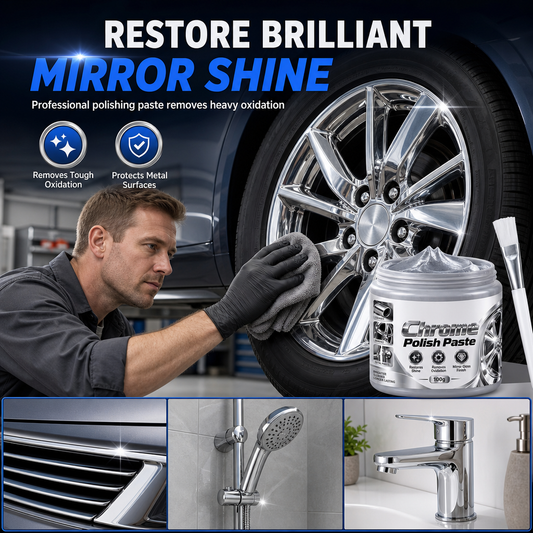 🥳2026 HOT SALE🥳💞50K+ SOLD! ✨🔧 50% OFF! Metal Chrome Polish & Restorer Paste with Brush – scratch-free formula restores mirror shine, removes rust & water spots. Protects chrome, wheels & fixtures! 🛡️💪