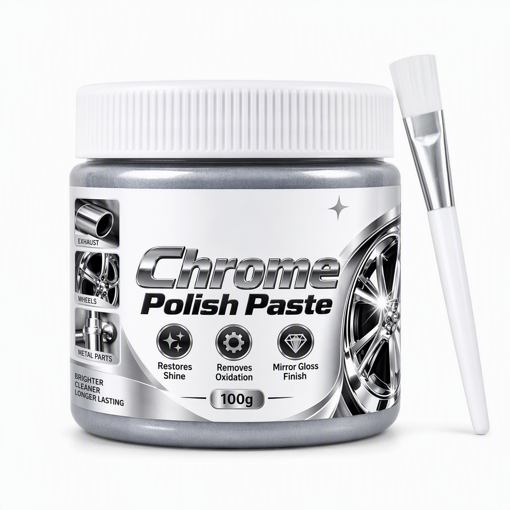 🥳2026 HOT SALE🥳💞50K+ SOLD! ✨🔧 50% OFF! Metal Chrome Polish & Restorer Paste with Brush – scratch-free formula restores mirror shine, removes rust & water spots. Protects chrome, wheels & fixtures! 🛡️💪