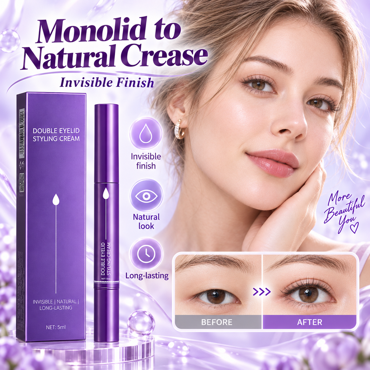 🥳2026 HOT SALE🥳💞50K+ SOLD! 👁️✨ 50% OFF! Invisible Double Eyelid Styling Cream Pen – transparent natural finish, 24-hour hold, gentle botanical formula. Quick 30-second application! 🛡️✅