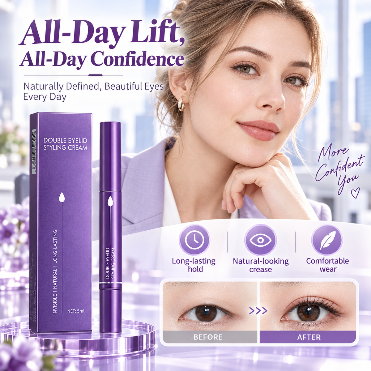 🥳2026 HOT SALE🥳💞50K+ SOLD! 👁️✨ 50% OFF! Invisible Double Eyelid Styling Cream Pen – transparent natural finish, 24-hour hold, gentle botanical formula. Quick 30-second application! 🛡️✅