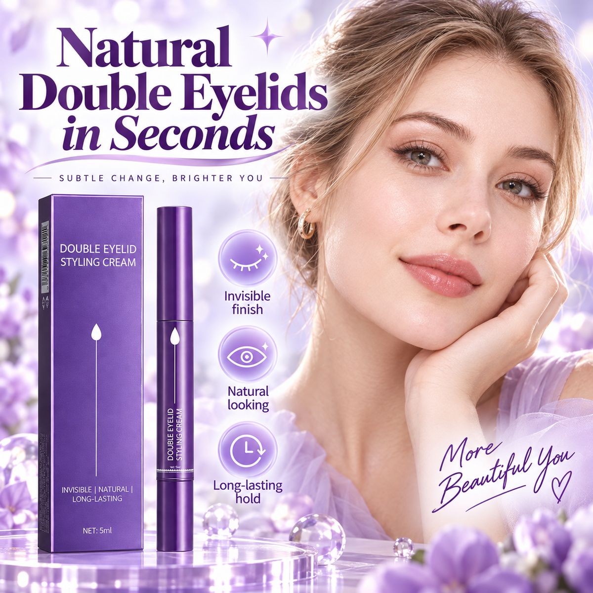 🥳2026 HOT SALE🥳💞50K+ SOLD! 👁️✨ 50% OFF! Invisible Double Eyelid Styling Cream Pen – transparent natural finish, 24-hour hold, gentle botanical formula. Quick 30-second application! 🛡️✅