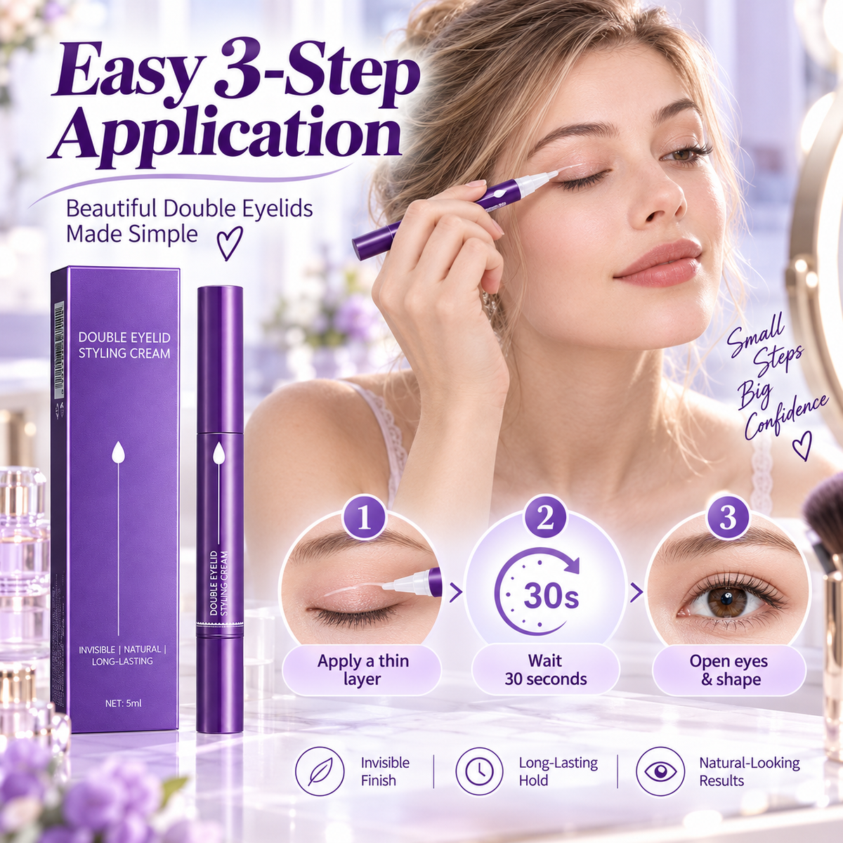 🥳2026 HOT SALE🥳💞50K+ SOLD! 👁️✨ 50% OFF! Invisible Double Eyelid Styling Cream Pen – transparent natural finish, 24-hour hold, gentle botanical formula. Quick 30-second application! 🛡️✅