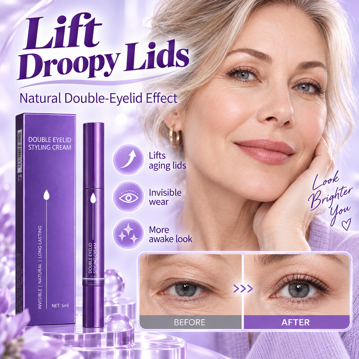 🥳2026 HOT SALE🥳💞50K+ SOLD! 👁️✨ 50% OFF! Invisible Double Eyelid Styling Cream Pen – transparent natural finish, 24-hour hold, gentle botanical formula. Quick 30-second application! 🛡️✅