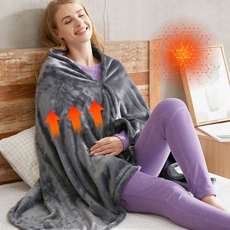 🥳2026 HOT SALE🥳💞50K+ SOLD! ❄️🧣 50% OFF! Heated Shawl Blanket with Zipper – ultra-soft flannel, fast 45-65°C heating, 3 gears & 9 heating zones. Wear as shawl or throw – cosy anywhere! 🔥🛡️