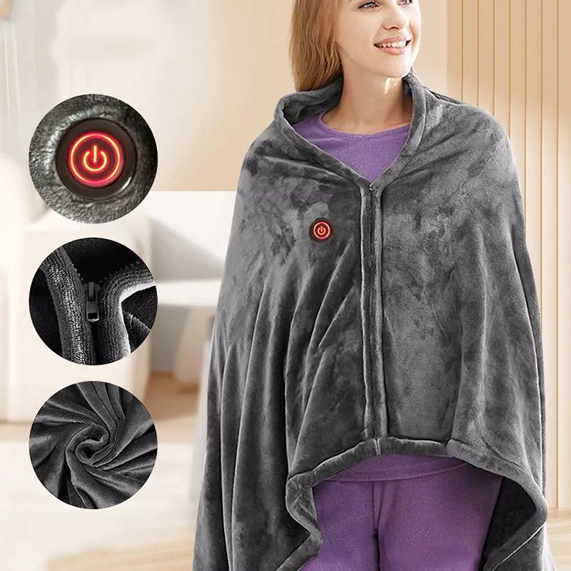 🥳2026 HOT SALE🥳💞50K+ SOLD! ❄️🧣 50% OFF! Heated Shawl Blanket with Zipper – ultra-soft flannel, fast 45-65°C heating, 3 gears & 9 heating zones. Wear as shawl or throw – cosy anywhere! 🔥🛡️