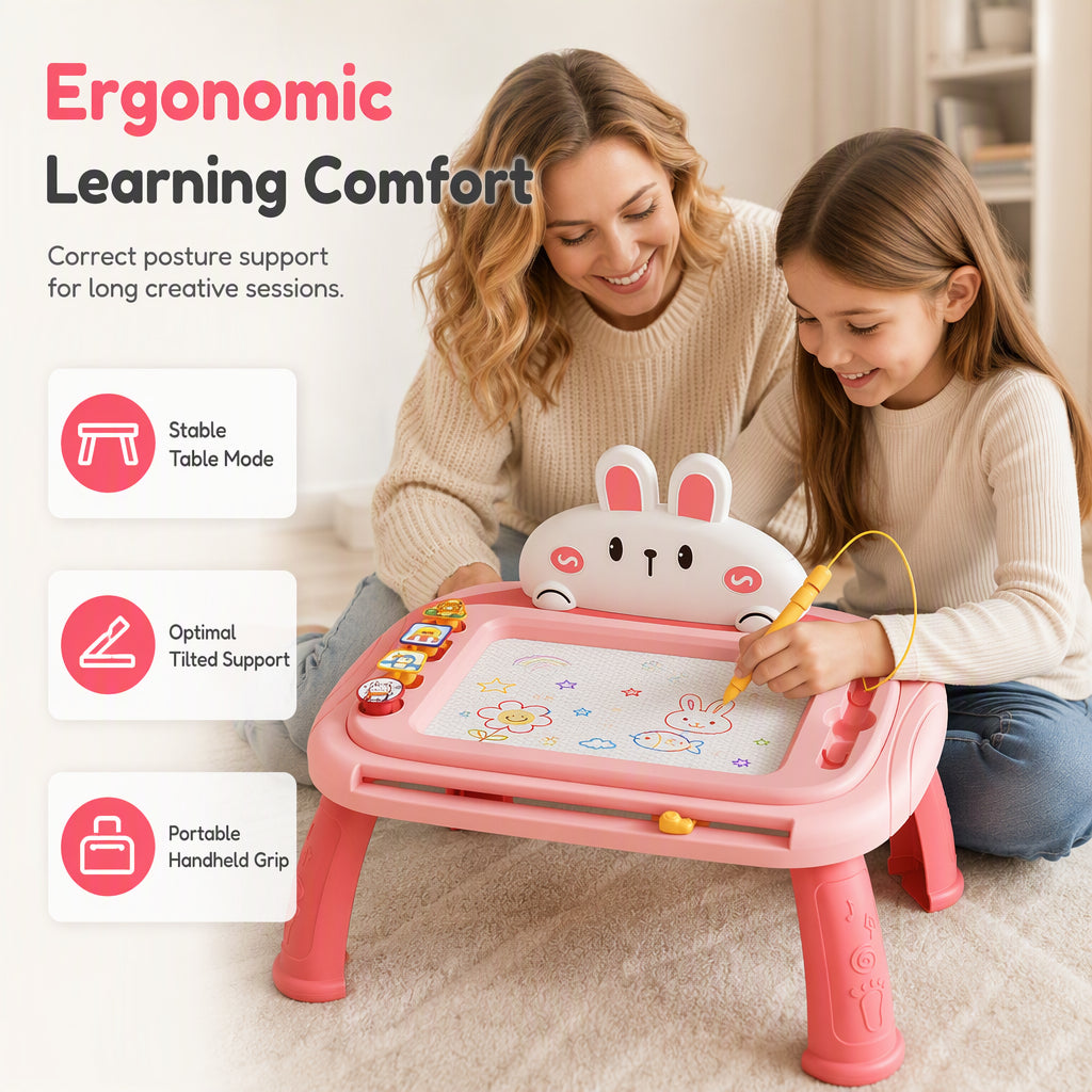 🥳2026 HOT SALE🥳💞50K+ SOLD! 🎨✨ 50% OFF! Kids Magnetic Drawing Board – pen & 4 stamps included, 4-colour screen, mess-free & safe. Creative play anywhere! 🛡️💚