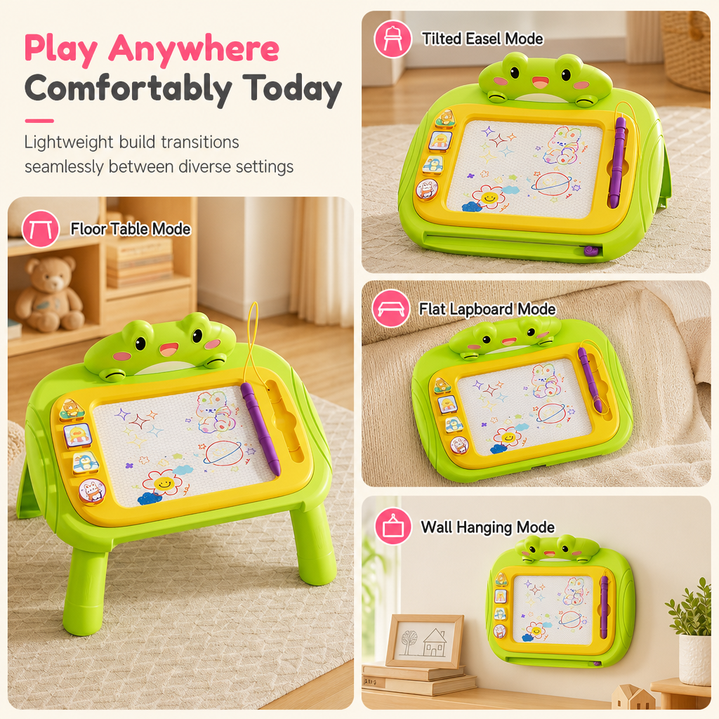 🥳2026 HOT SALE🥳💞50K+ SOLD! 🎨✨ 50% OFF! Kids Magnetic Drawing Board – pen & 4 stamps included, 4-colour screen, mess-free & safe. Creative play anywhere! 🛡️💚