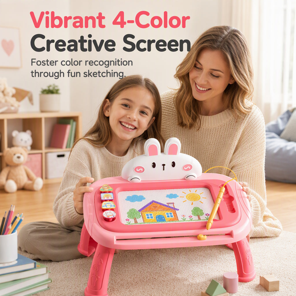🥳2026 HOT SALE🥳💞50K+ SOLD! 🎨✨ 50% OFF! Kids Magnetic Drawing Board – pen & 4 stamps included, 4-colour screen, mess-free & safe. Creative play anywhere! 🛡️💚