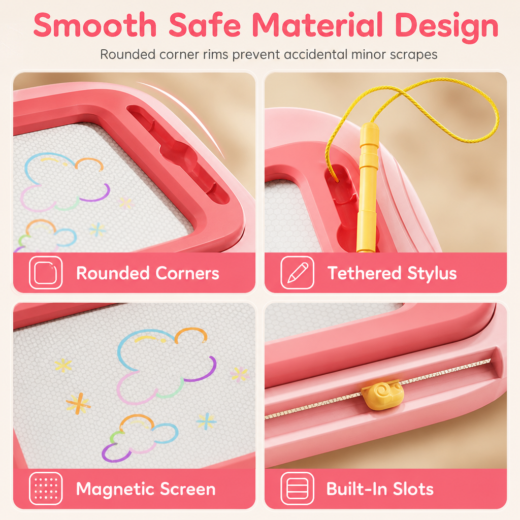🥳2026 HOT SALE🥳💞50K+ SOLD! 🎨✨ 50% OFF! Kids Magnetic Drawing Board – pen & 4 stamps included, 4-colour screen, mess-free & safe. Creative play anywhere! 🛡️💚