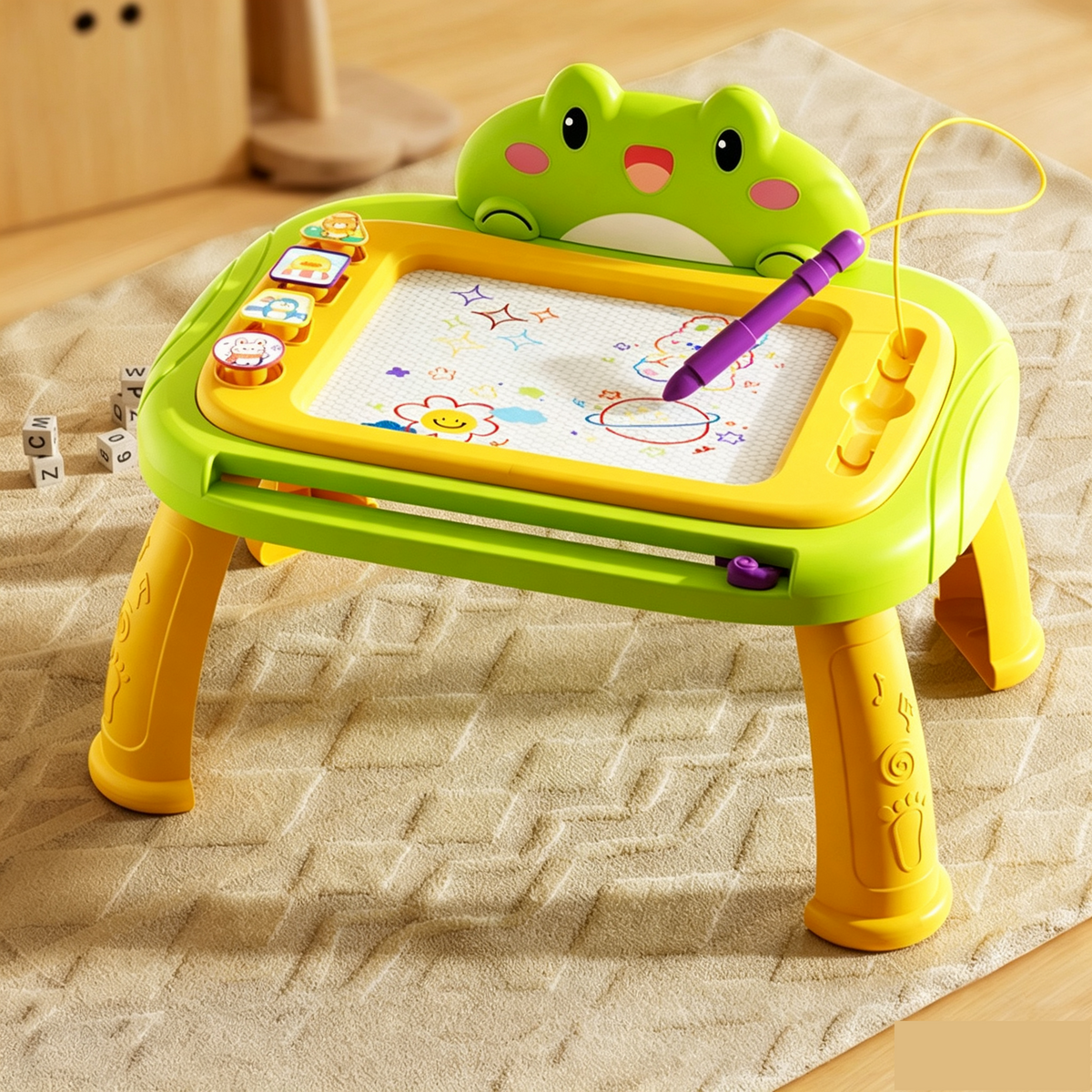 🥳2026 HOT SALE🥳💞50K+ SOLD! 🎨✨ 50% OFF! Kids Magnetic Drawing Board – pen & 4 stamps included, 4-colour screen, mess-free & safe. Creative play anywhere! 🛡️💚