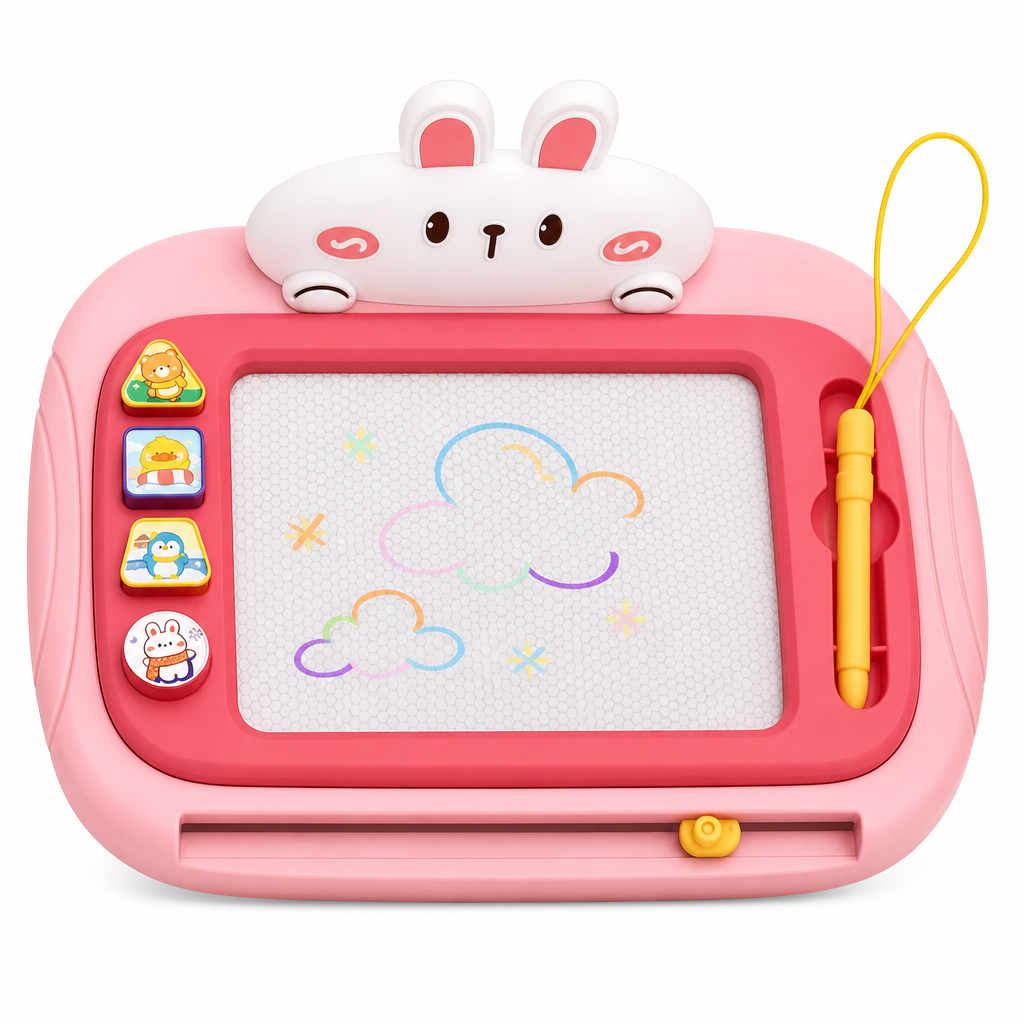 🥳2026 HOT SALE🥳💞50K+ SOLD! 🎨✨ 50% OFF! Kids Magnetic Drawing Board – pen & 4 stamps included, 4-colour screen, mess-free & safe. Creative play anywhere! 🛡️💚