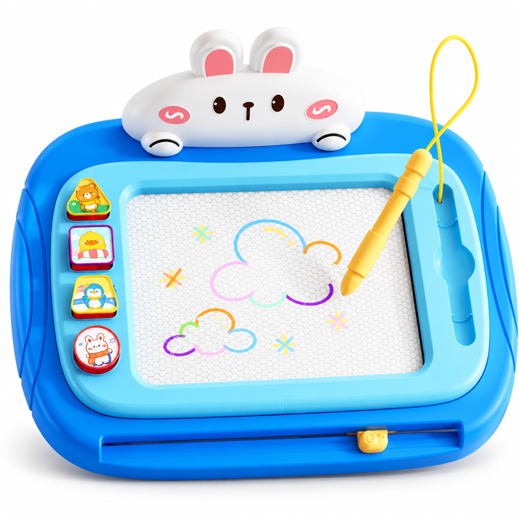 🥳2026 HOT SALE🥳💞50K+ SOLD! 🎨✨ 50% OFF! Kids Magnetic Drawing Board – pen & 4 stamps included, 4-colour screen, mess-free & safe. Creative play anywhere! 🛡️💚